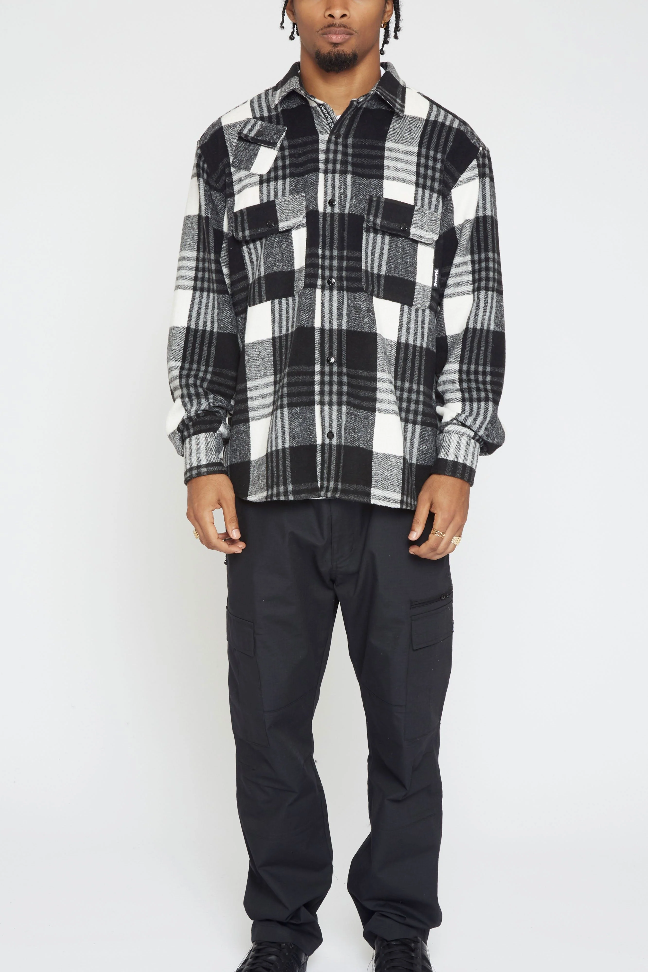 Check Over Shirt Black - Image 6