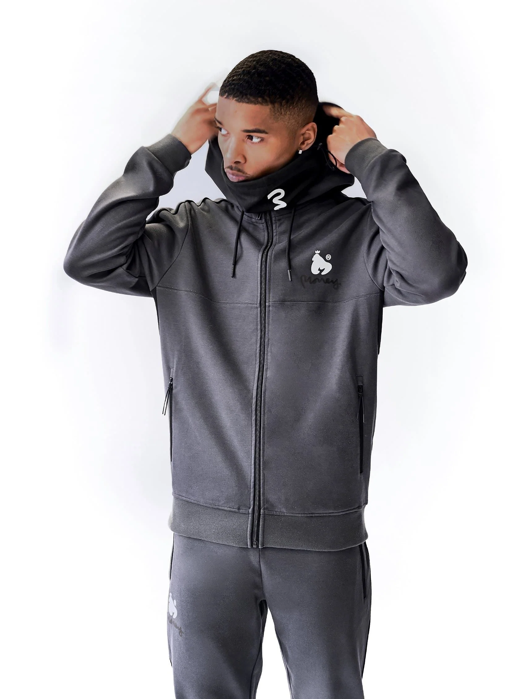 Money Metro Tricot Zip Hood Grey - Image 9